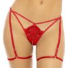 Rode open string met verstelbare jarretels - REN1170-RED