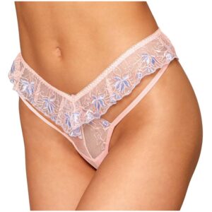 String met roze bloemenborduursel met V-vormige taille - DG1495ROS