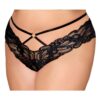 Zwarte kanten slip, grote maat, met bandjes en gouden kettingen - DG1489XBLK