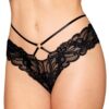 Zwarte kanten slip met bandjes en gouden kettingen - DG1489BLK