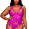 Roze bustier jarretelgordel in grote maat met string - DG13283XBEE