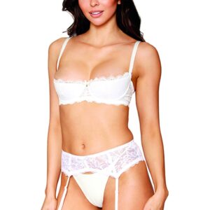 Half-cup beugelbeha van fijne witte kant - DG13252WHT