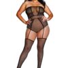 Grote maat fantasie visnet bodystocking - DG0355XBLK
