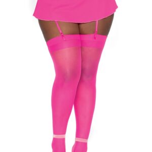 Neonroze nylon kousen met naden voor jarretelles - DG0007HPK
