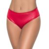 String brede band in rode wetlook, hoge taille, geplooide stof aan de achterkant - MAL3038WRED