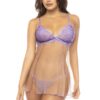 Babydoll lavendel en huidskleur Verona, van kant en transparant gaas - MAL7540LLCN