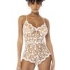 Witte transparante body Celina met geborduurde bloemenkant, verstelbare bandjes - MAL7543STWT