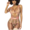 Body bustier met geborduurde bloemenkant Sydney, verstelbare en afneembare jarretels - MAL8821PKGD
