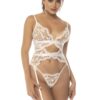 Maxine tweedelige set bestaande uit een bustier-stijl top met verstelbare jarretelhouders en bijpassende string - MAL8834STWT