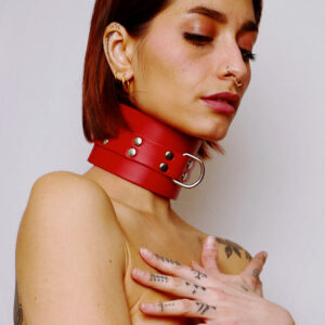 Dikke rode leren halsband