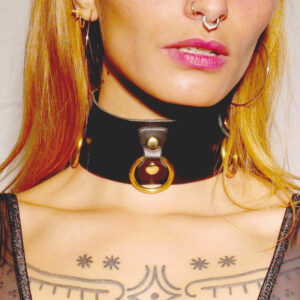 Leren halsband Collectie Ringen ZWART & GOUD