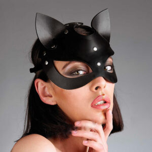 Zwart Leren Catwoman Masker