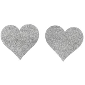 Paar witte hartvormige glitter tepelbedekkers - NP-1049WHT
