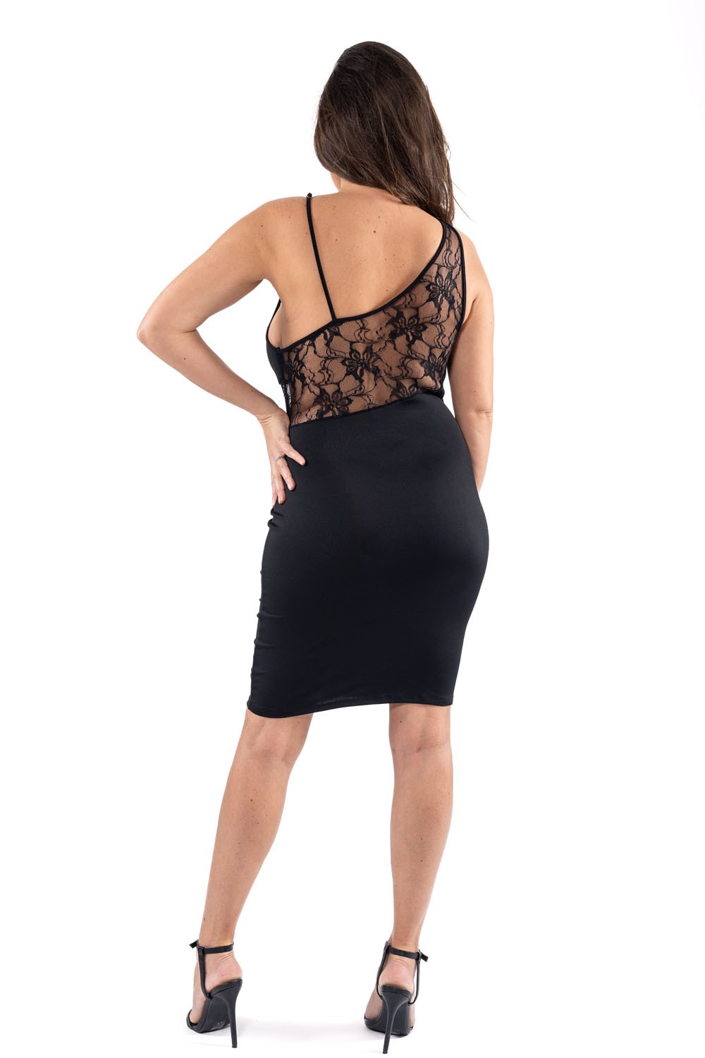 Korte jurk met bandjes Victoria - LDC05BLK - Afbeelding 4