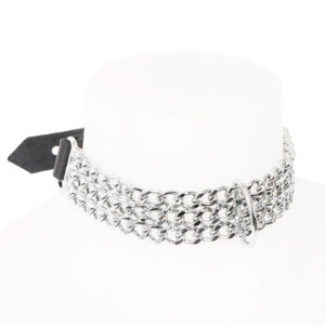 Zwart leren ketting met schakels