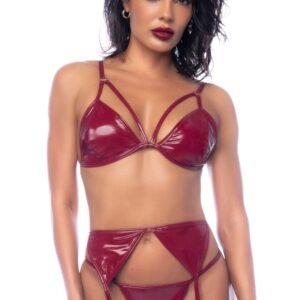 Driedelig bordeaux vinyl set - MAL2762GLWN
