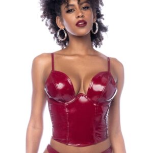 Tweedelige set in bordeaux vinyl - MAL2761GLWN