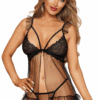 Zwarte babydoll en bijpassende string - DG13694BLK
