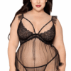 Zwarte babydoll in grote maat en bijpassende string - DG13694XBLK