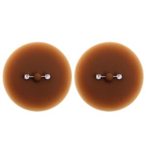 Set van tepelbedekkers piercing bar nep diamant donkere huid - XP001F