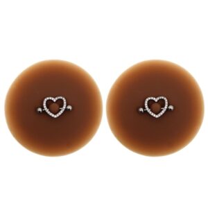 Paar tepelbedekkers piercing staaf hart nep diamant donkere huid - XP004F
