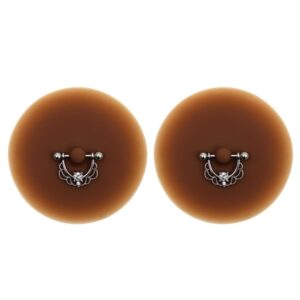 Set van tepelbedekkers piercing staaf halve ring nep diamant donkere huid - XP008F