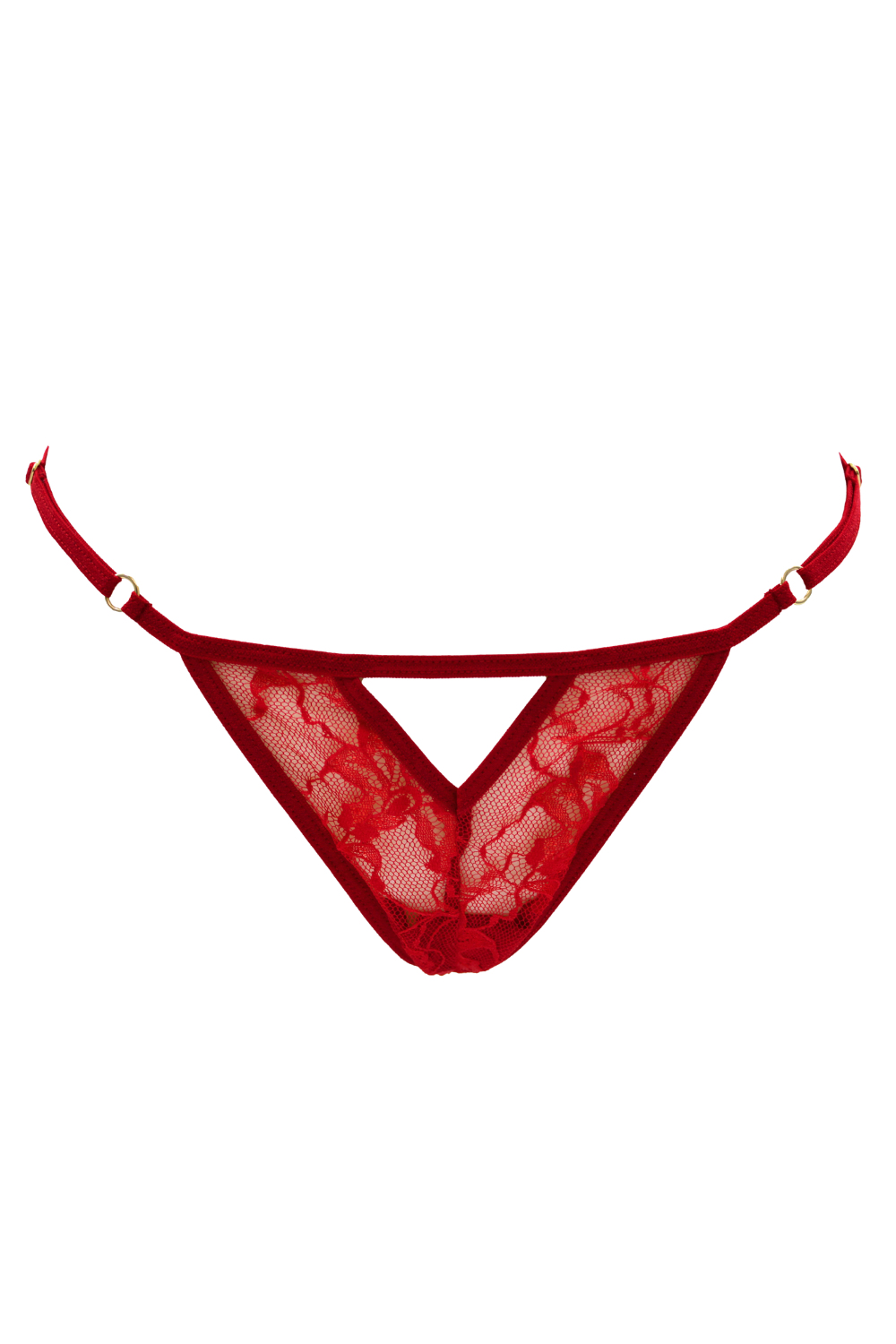 Rood koord met parel en gouden strass - PA06MRED - Afbeelding 6