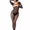 Lange mouwen bodysuit in zwarte netstof - MAL1102BLK