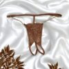 Taupe kanten string open met gouden kettingen - PA01MTAUPE