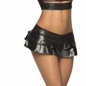 Dubbele gerimpelde rok Wet Black - MAL5022WBK