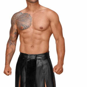 H053 Jupe gladiateur pour homme en cuir écologique avec plis en PVC